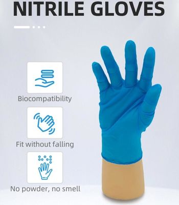 Blue Examination Medical Nitrile Gloves Food Grade Puncture Resistant
